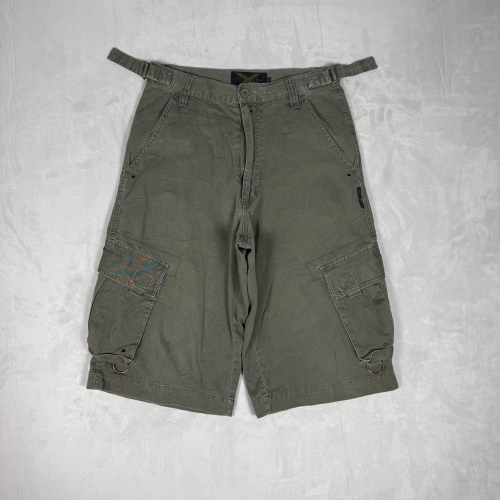 Y2K Mens X‎ by Tripp Cargo Shorts Utility Gorpcore Olive Green 30